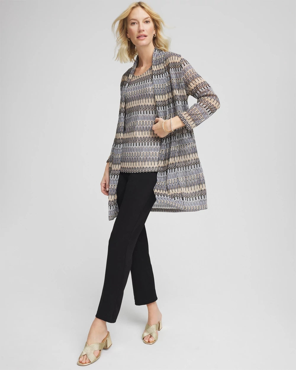Travelers™ Knit Chevron Open-Front Cardigan - Chico's