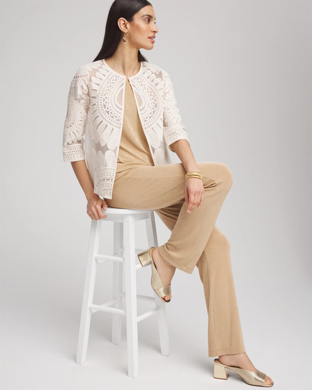 Travelers™ Collection Embroidered 3/4 Sleeve Jacket - Chico's