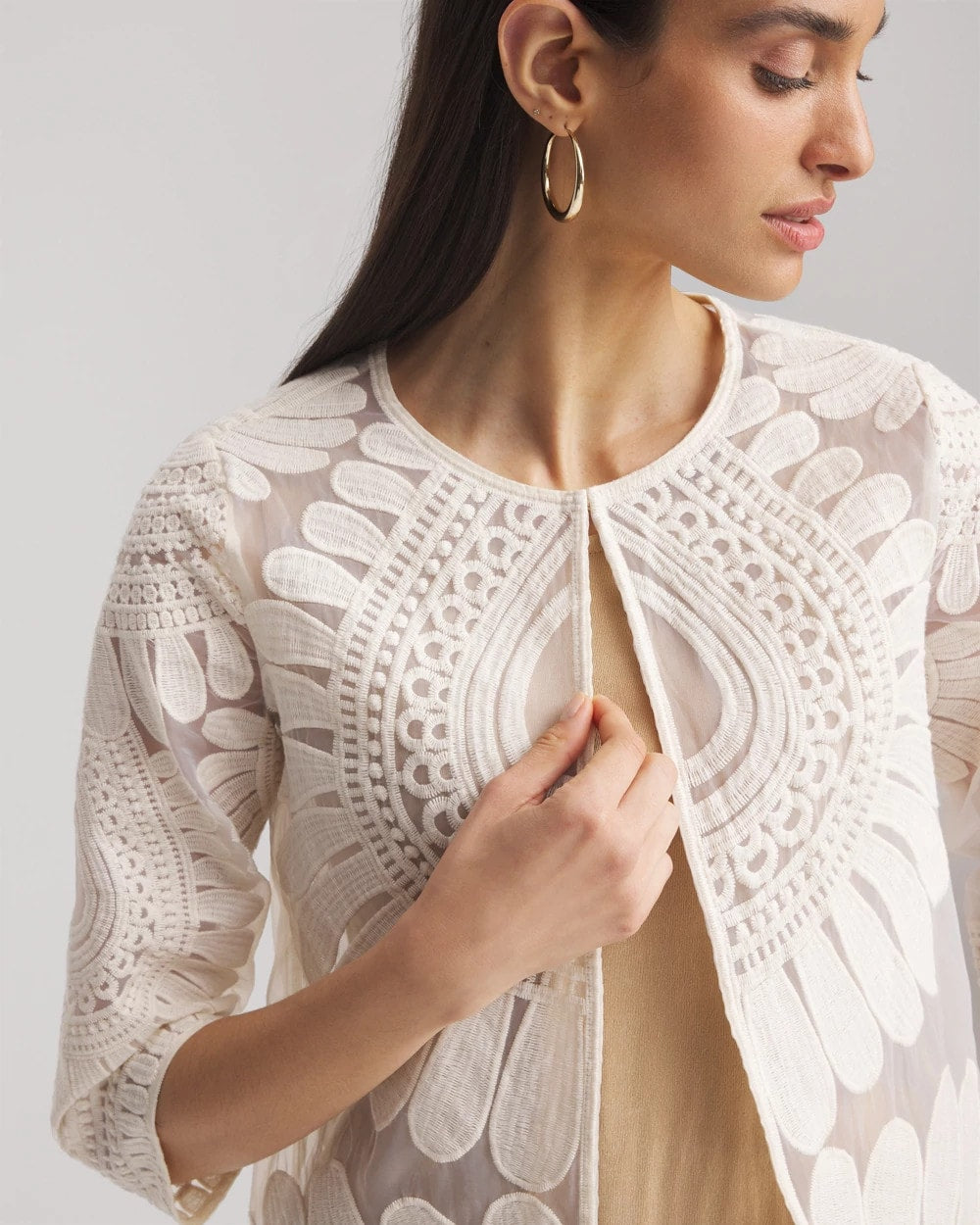 Travelers™ Collection Embroidered 3/4 Sleeve Jacket - Chico's