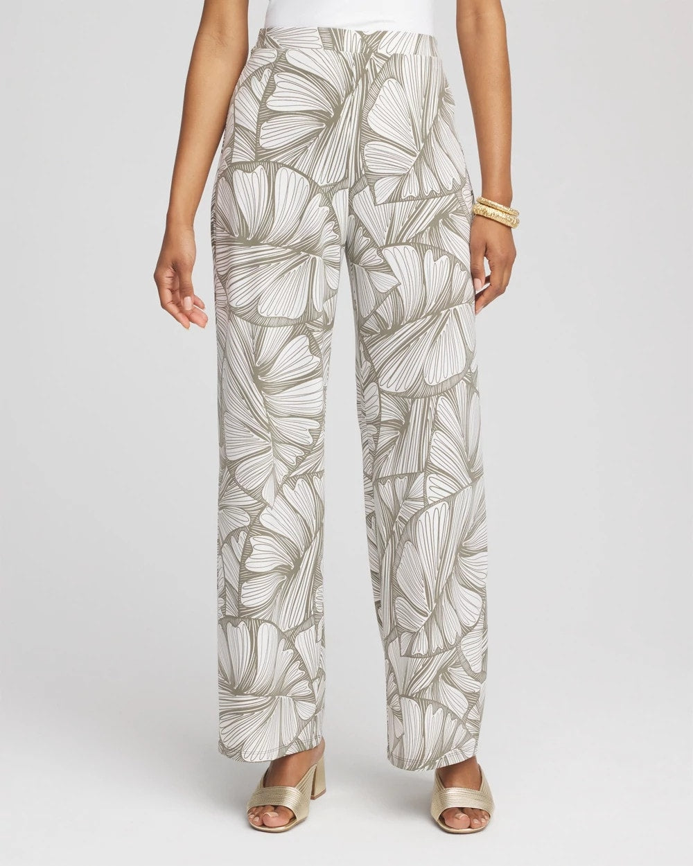 Travelers™ Abstract Leaf Print Knit Wide-Leg Pants - Chico's