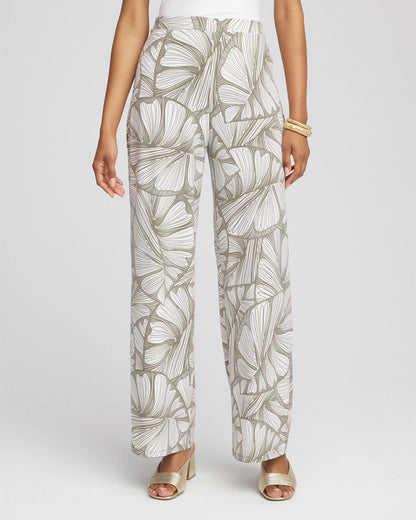 Travelers™ Abstract Leaf Print Knit Wide-Leg Pants - Chico's