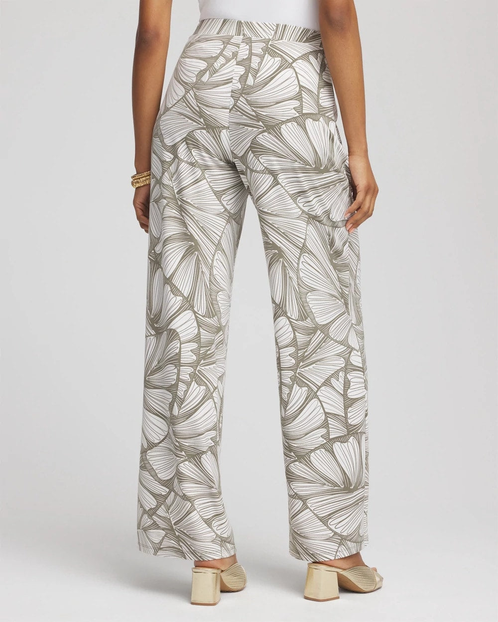 Travelers™ Abstract Leaf Print Knit Wide-Leg Pants - Chico's