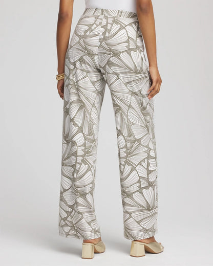 Travelers™ Abstract Leaf Print Knit Wide-Leg Pants - Chico's