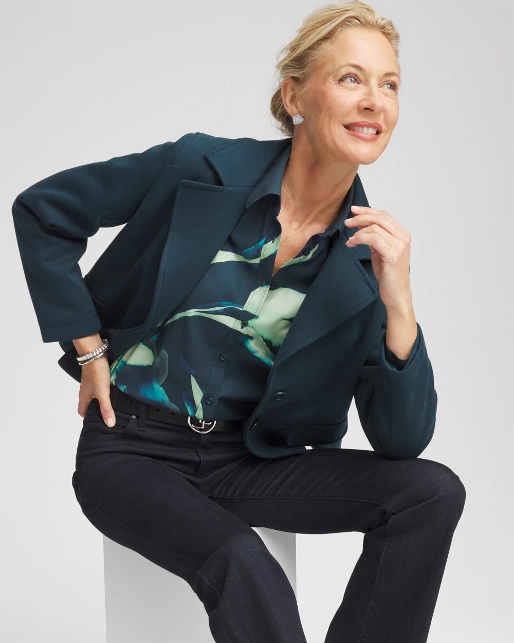 No Iron™ Glacial Flora Sateen Shirt - Chico's