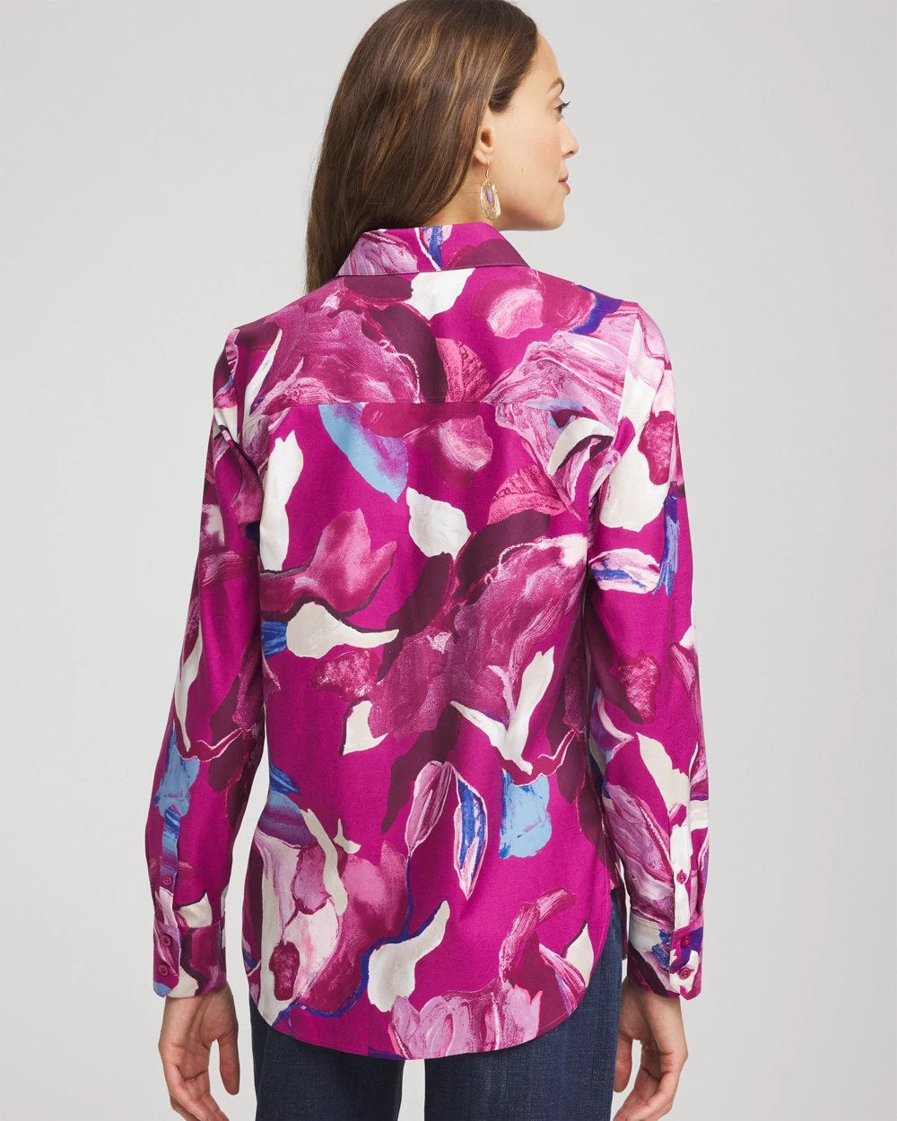 No Iron™ Floral-Paint-Print Shirt - Chico's