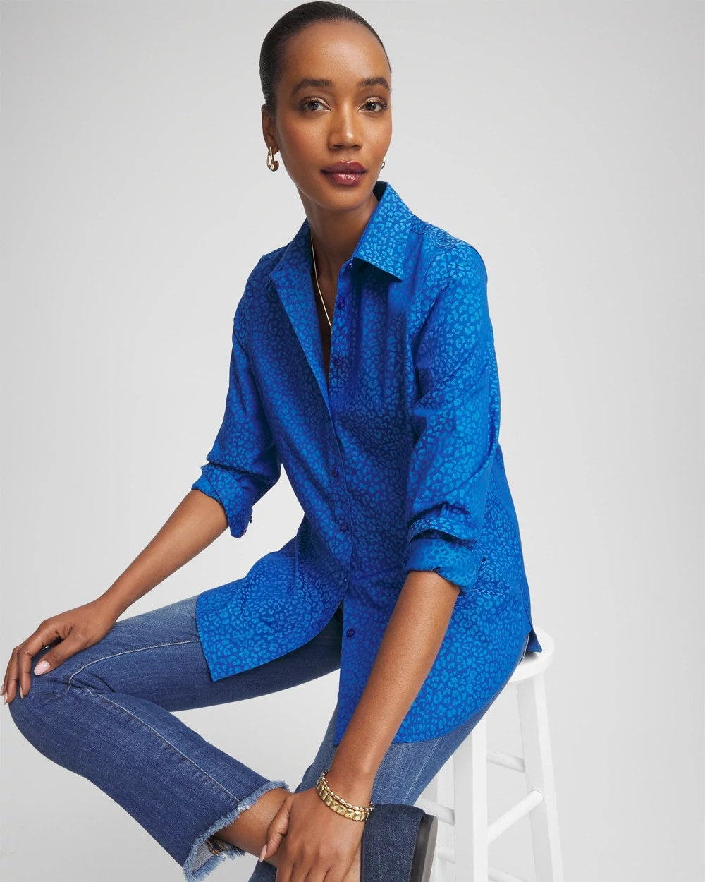 No Iron™ Jacquard Animal Motif Shirt - Chico's