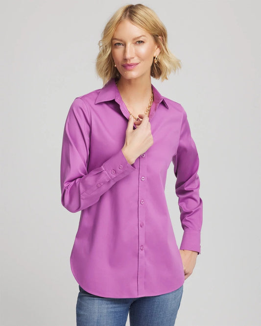 No Iron™ Stretch-Sateen Shirt - Chico's