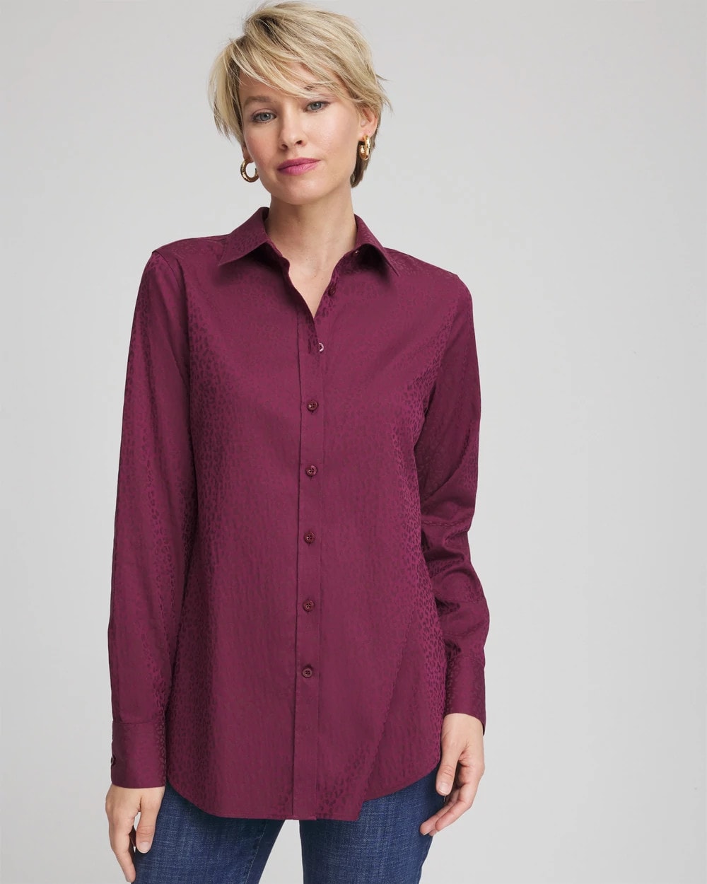 No Iron™ Jacquard Chianti Animal-Motif Shirt - Chico's