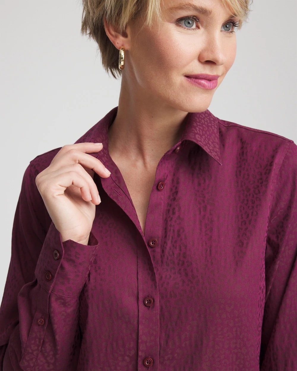No Iron™ Jacquard Chianti Animal-Motif Shirt - Chico's