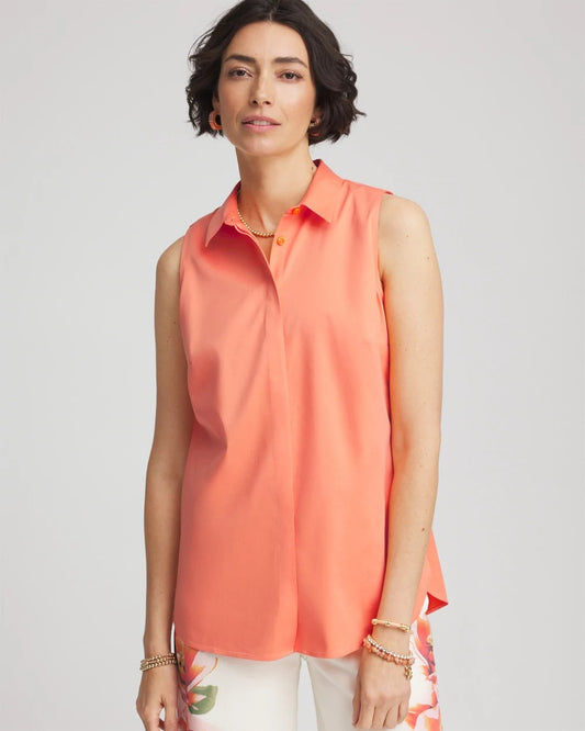 No Iron™ Sleeveless Sateen-Stretch Shirt - Chico's