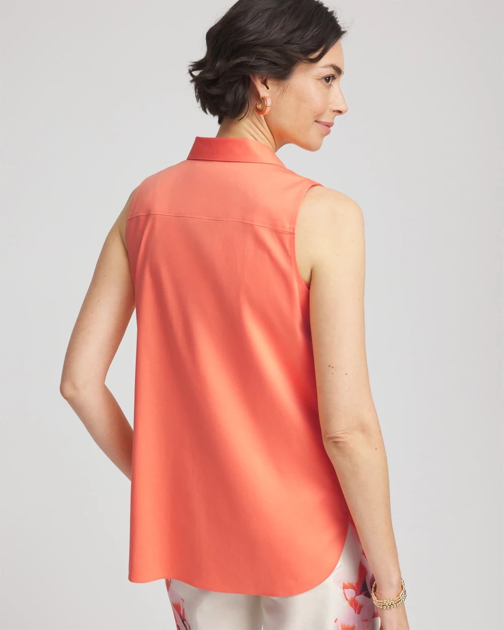No Iron™ Sleeveless Sateen-Stretch Shirt - Chico's