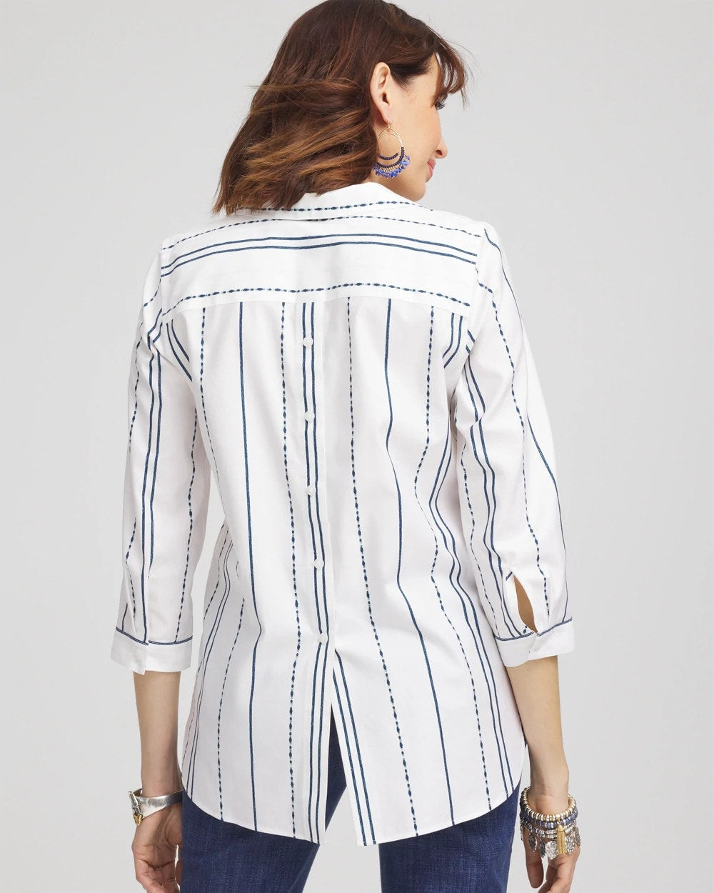 No Iron™ Striped Buttonback Stretch Tunic - Chico's