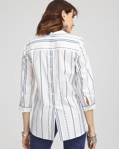 No Iron™ Striped Buttonback Stretch Tunic - Chico's