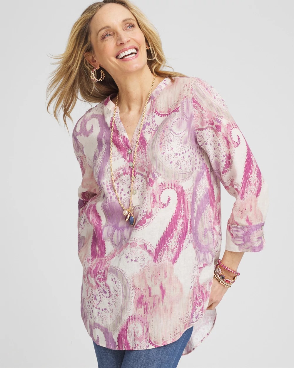 No Iron™ Multi Paisley Linen Tunic - Chico's