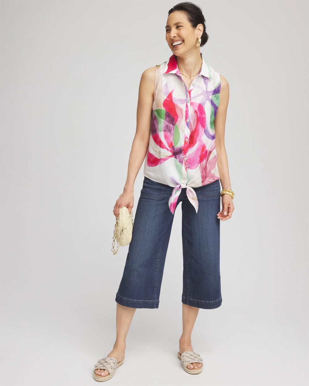 No Iron™ Bloom Linen Tie-Front Shirt - Chico's