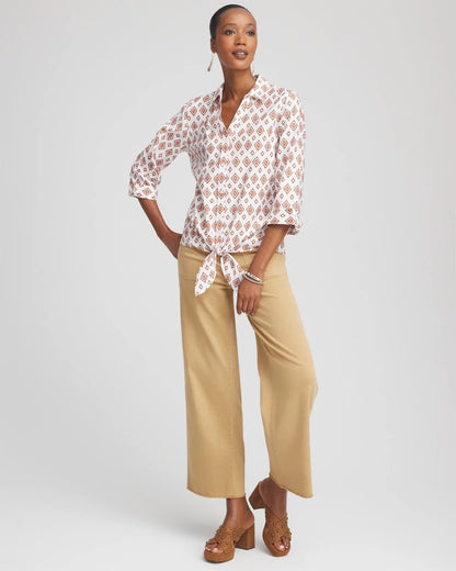 No Iron™ Tie-Front Geo-Print Shirt - Chico's