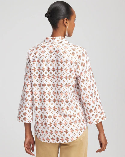 No Iron™ Tie-Front Geo-Print Shirt - Chico's