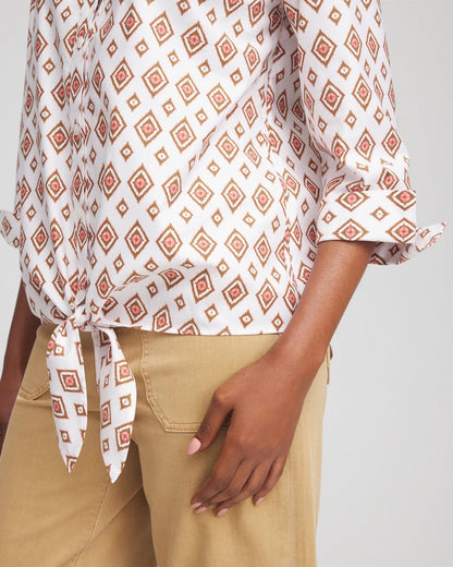 No Iron™ Tie-Front Geo-Print Shirt - Chico's