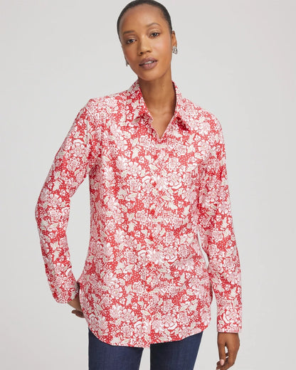 No Iron™ Long-Sleeved Folklore-Floral Shirt - Chico's
