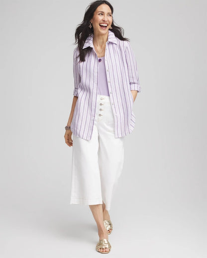 No Iron™ Plum Striped Linen Shirt - Chico's