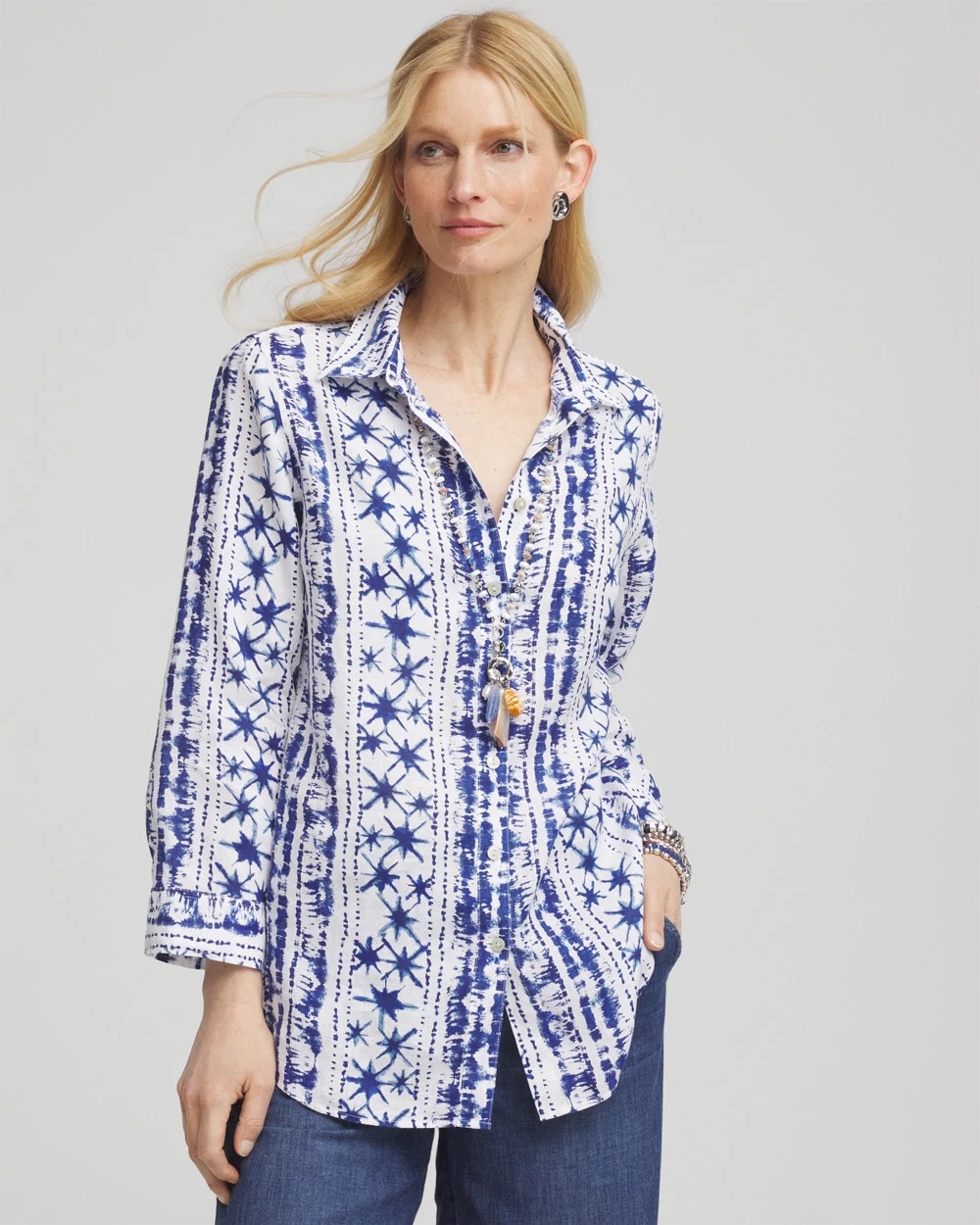 No Iron™ Star Print Linen Shirt - Chico's