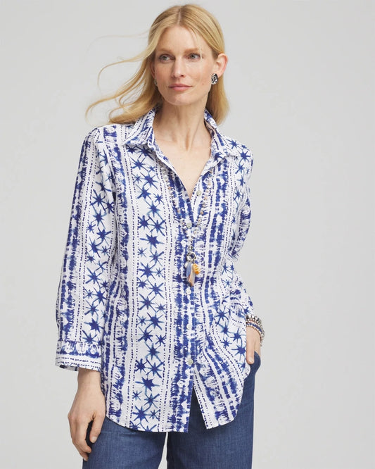 No Iron™ Star Print Linen Shirt - Chico's