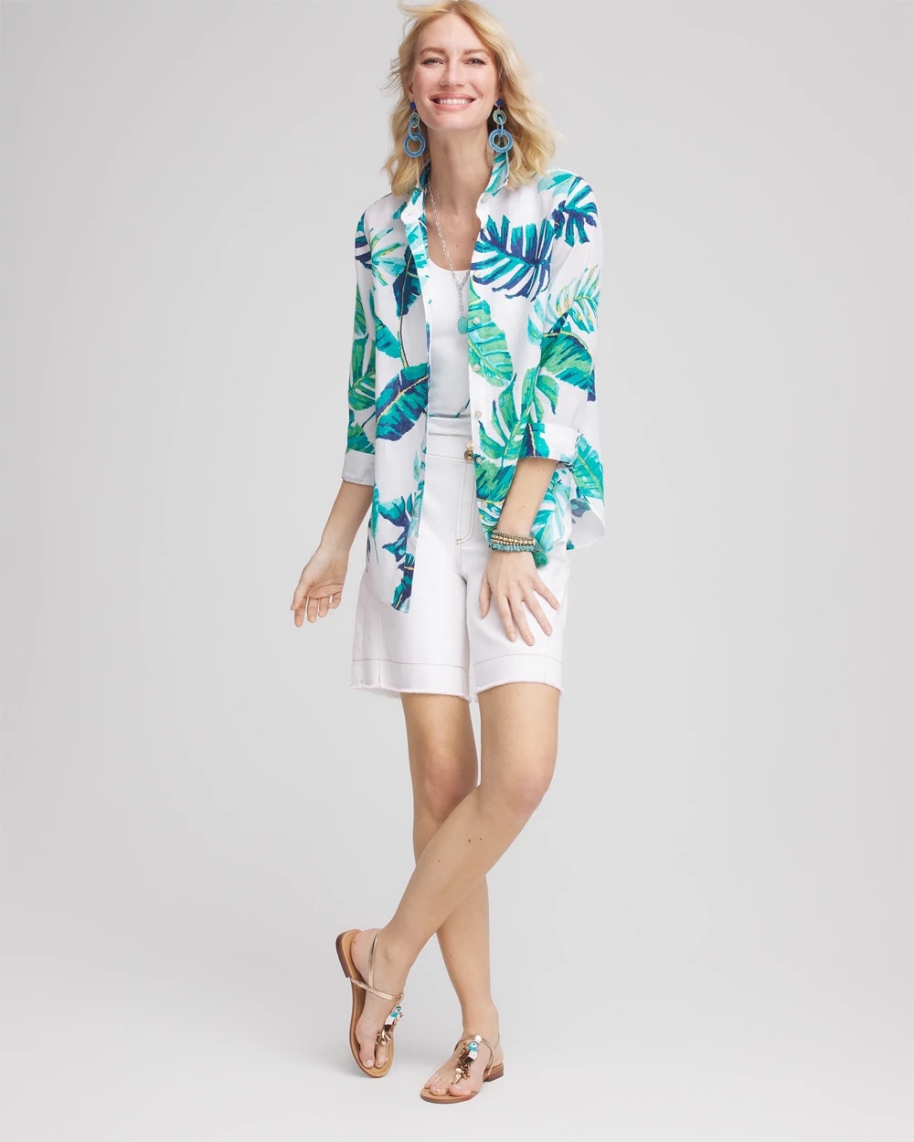 No Iron™ Palm Print Linen Shirt - Chico's