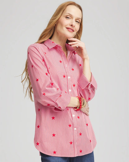 No Iron™ Stars & Stripes  Sateen Shirt - Chico's