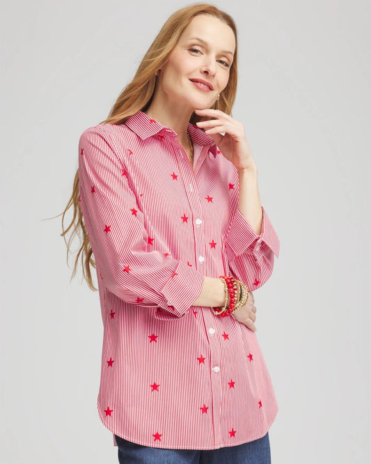 No Iron™ Stars & Stripes  Sateen Shirt - Chico's