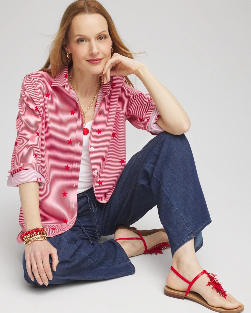 No Iron™ Stars & Stripes  Sateen Shirt - Chico's