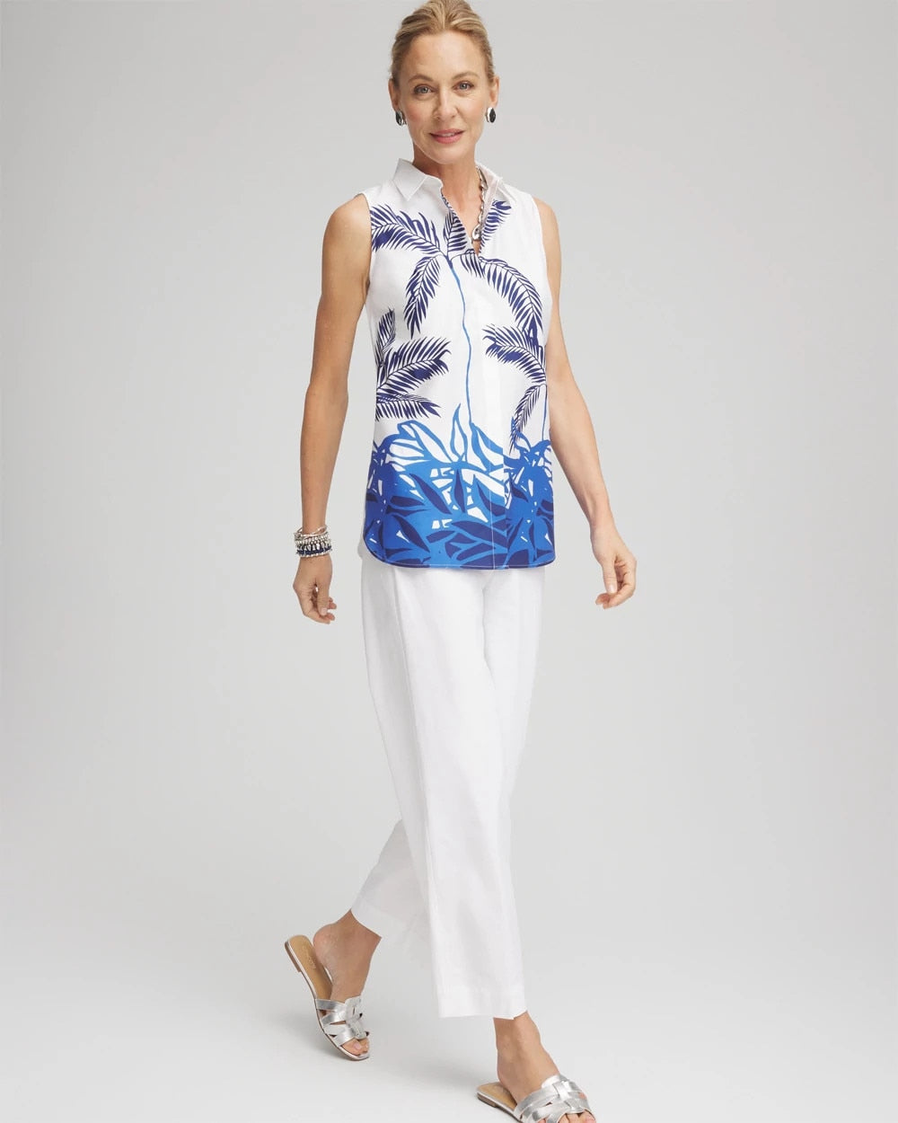 No Iron™ Palms Sleeveless Sateen Shirt - Chico's