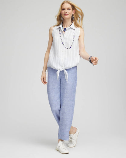 No Iron™ Linen Tie-Front Sleeveless Shirt - Chico's