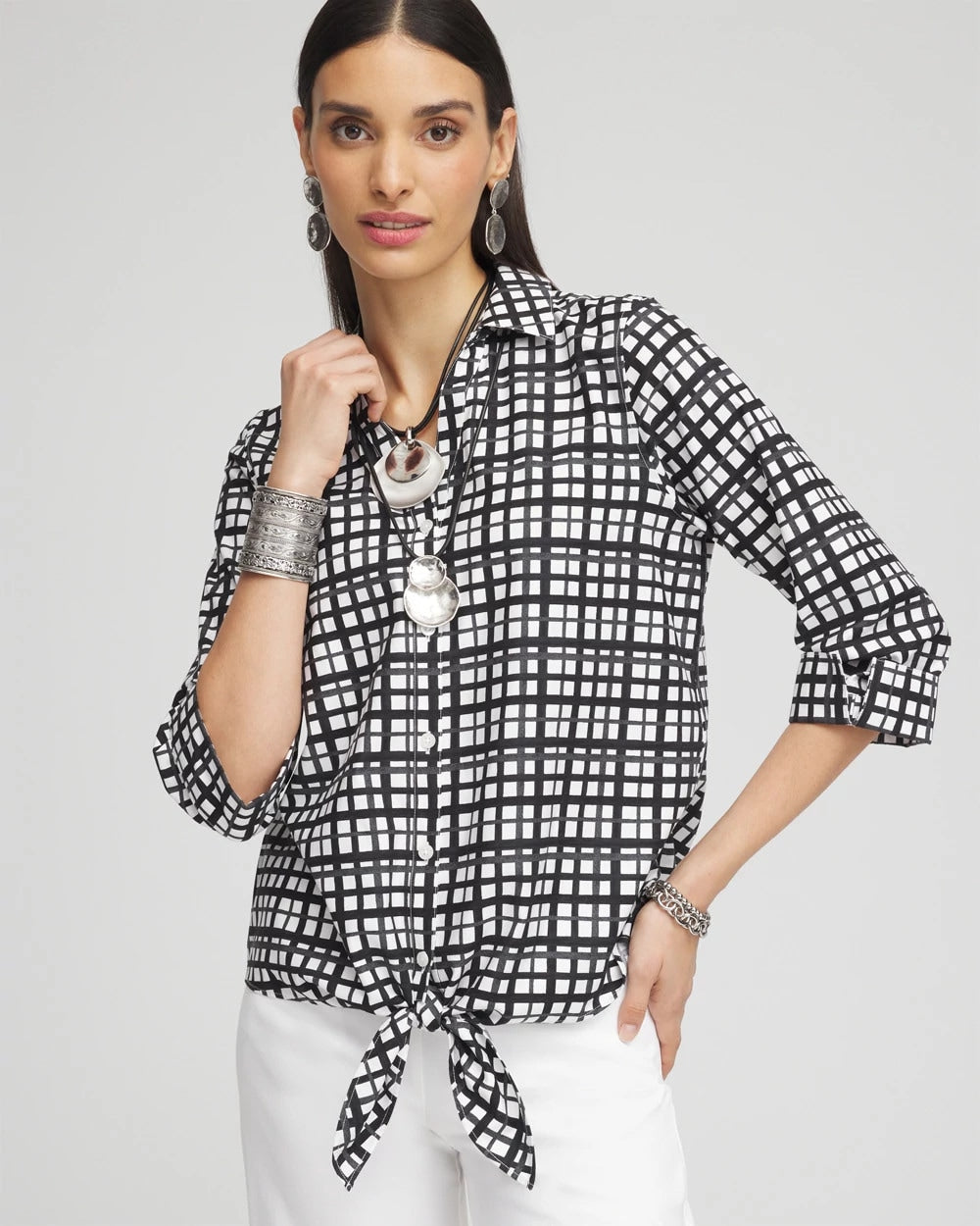No Iron™ Plaid Tie-Front Top - Chico's