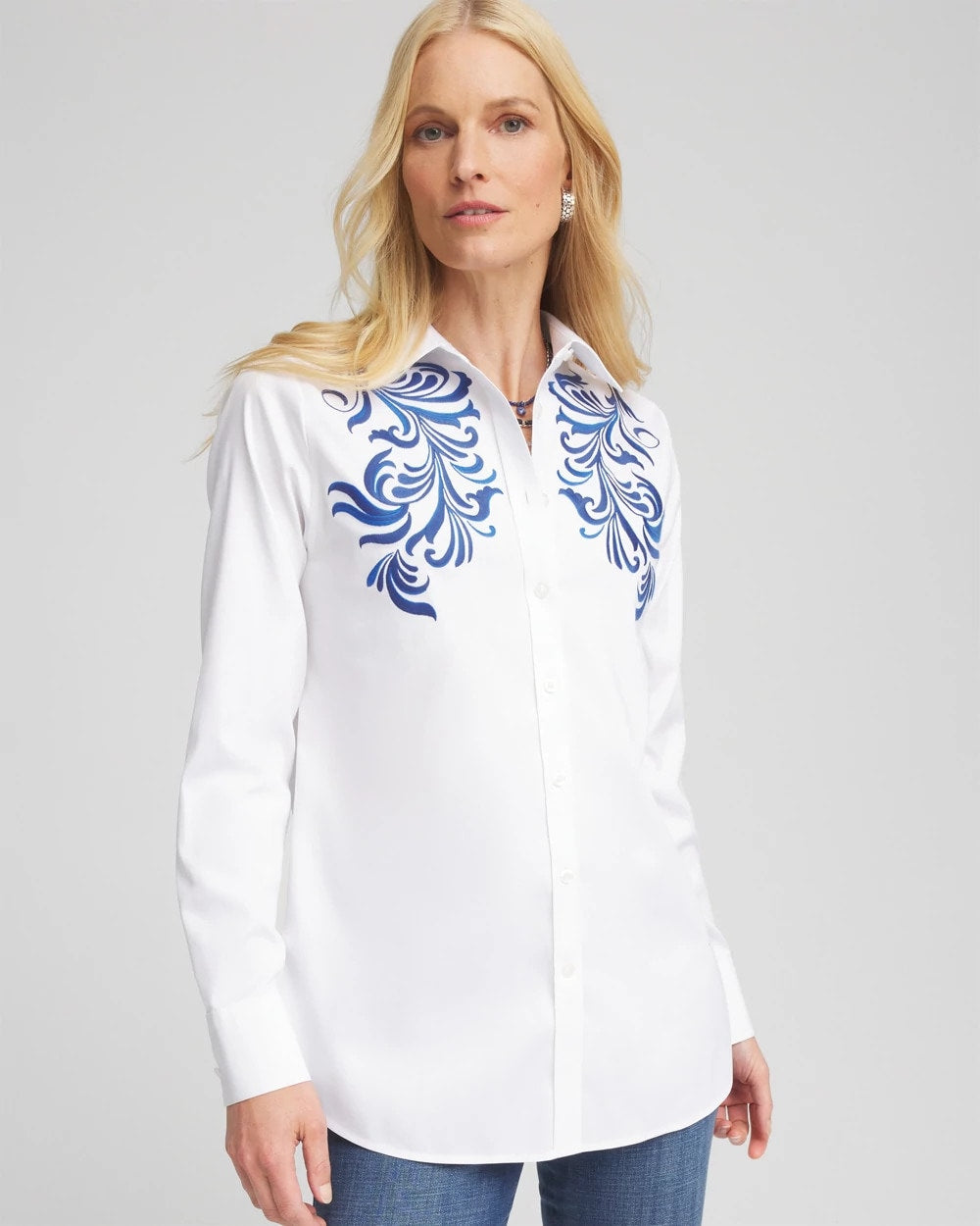 No Iron™ Wildflower Embroidered Shirt - Chico's