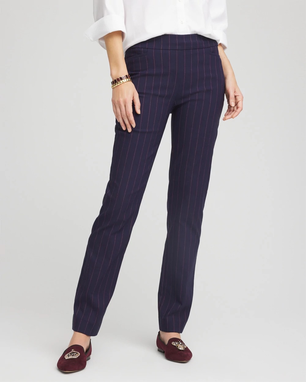 Shadow Stripe Brigitte™ Slim Pull-On Pants - Chico's