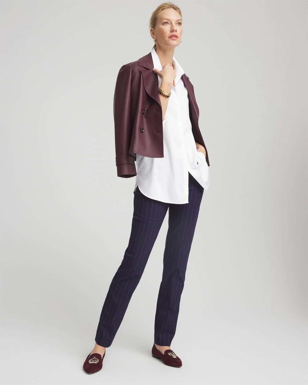 Shadow Stripe Brigitte™ Slim Pull-On Pants - Chico's