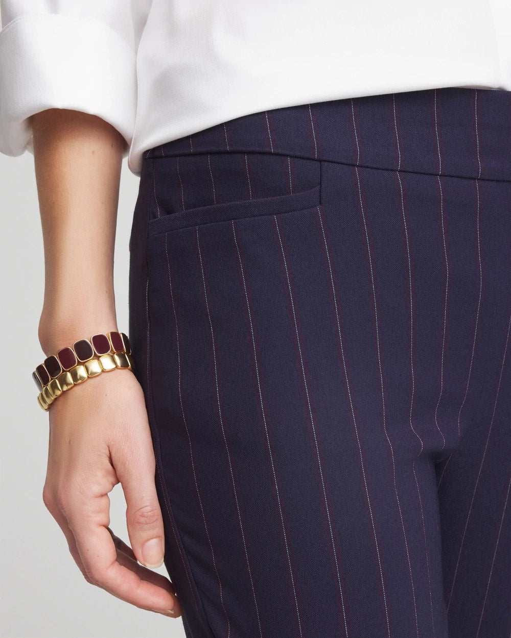 Shadow Stripe Brigitte™ Slim Pull-On Pants - Chico's