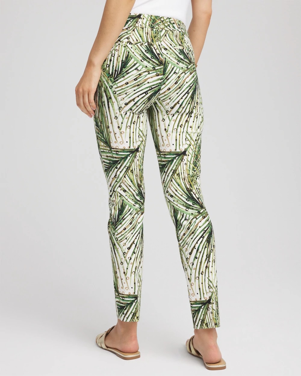 Brigitte™ Slim Ankle Palm-Print Pants - Chico's