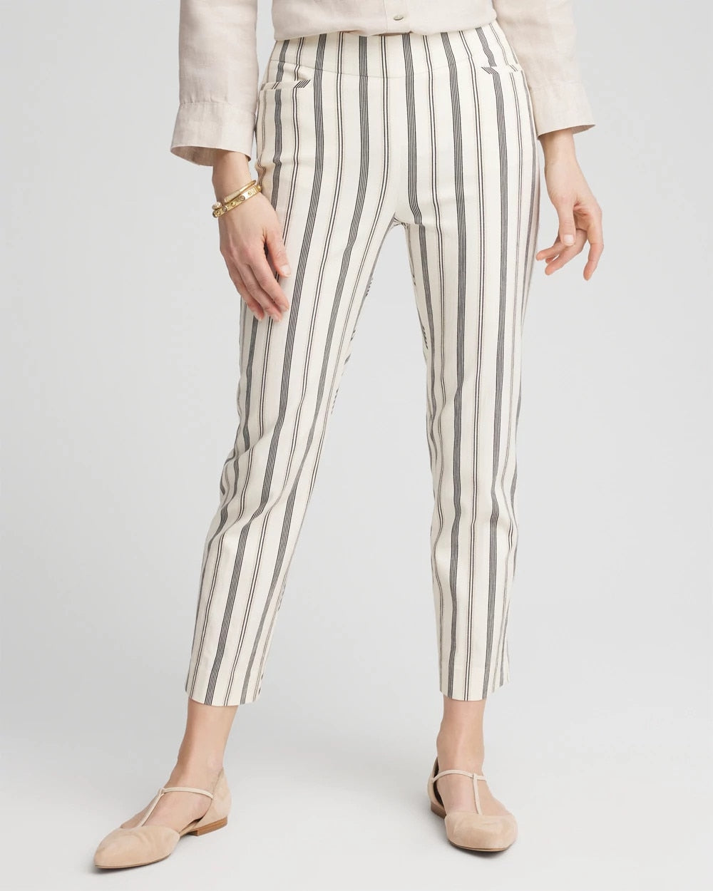 Brigitte™ Slub Striped Cropped Pants - Chico's