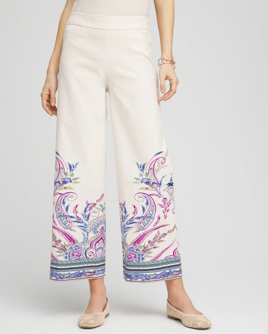 Brigitte™ Paisley Wide-Leg Cropped Pants - Chico's