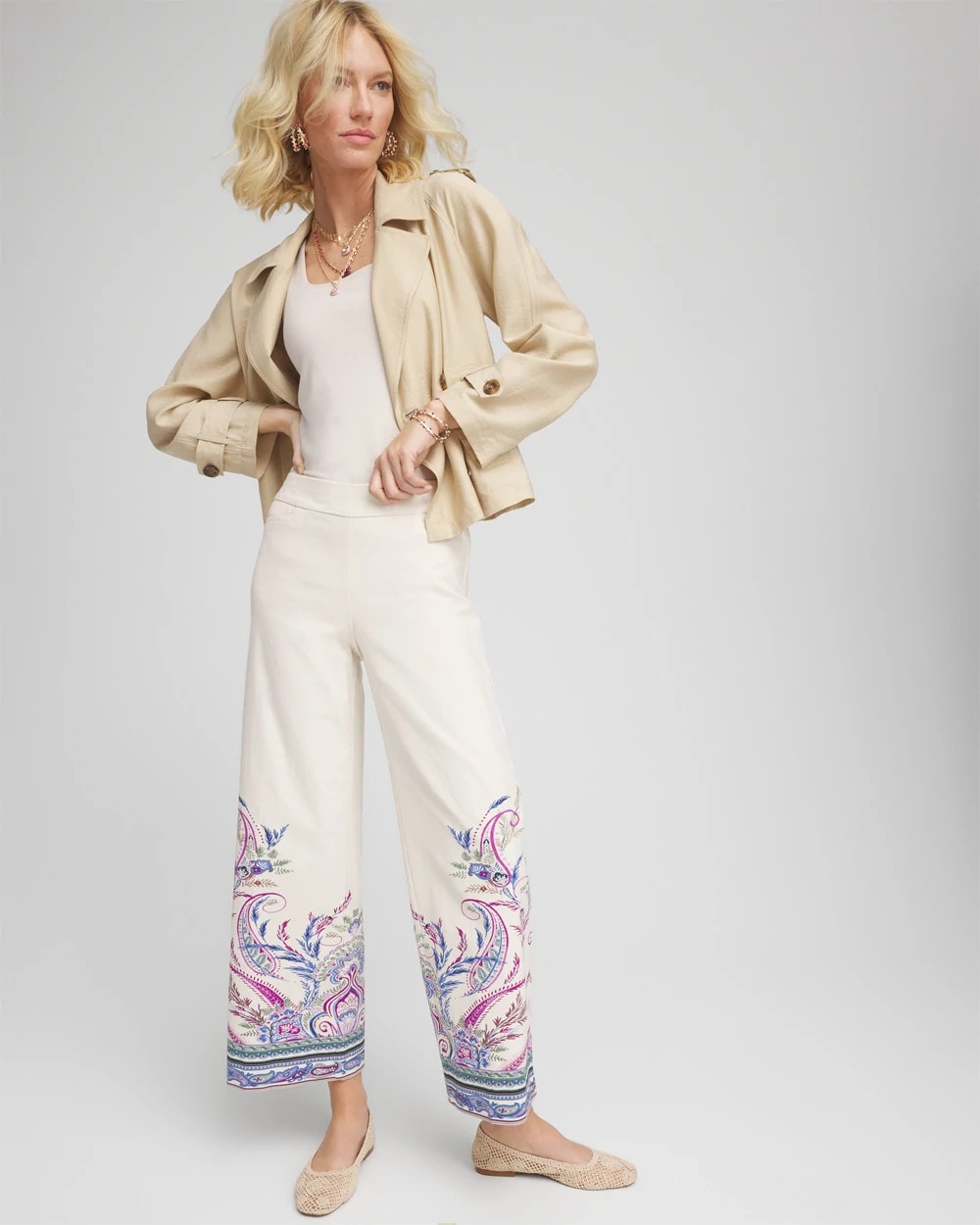 Brigitte™ Paisley Wide-Leg Cropped Pants - Chico's