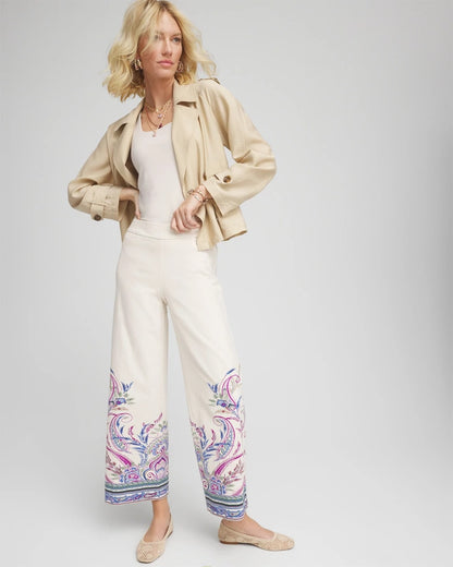 Brigitte™ Paisley Wide-Leg Cropped Pants - Chico's