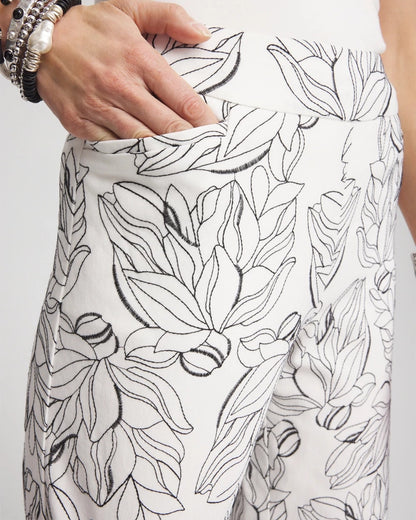 Brigitte™ Floral Embroidered Wide-Leg Cropped Pants - Chico's