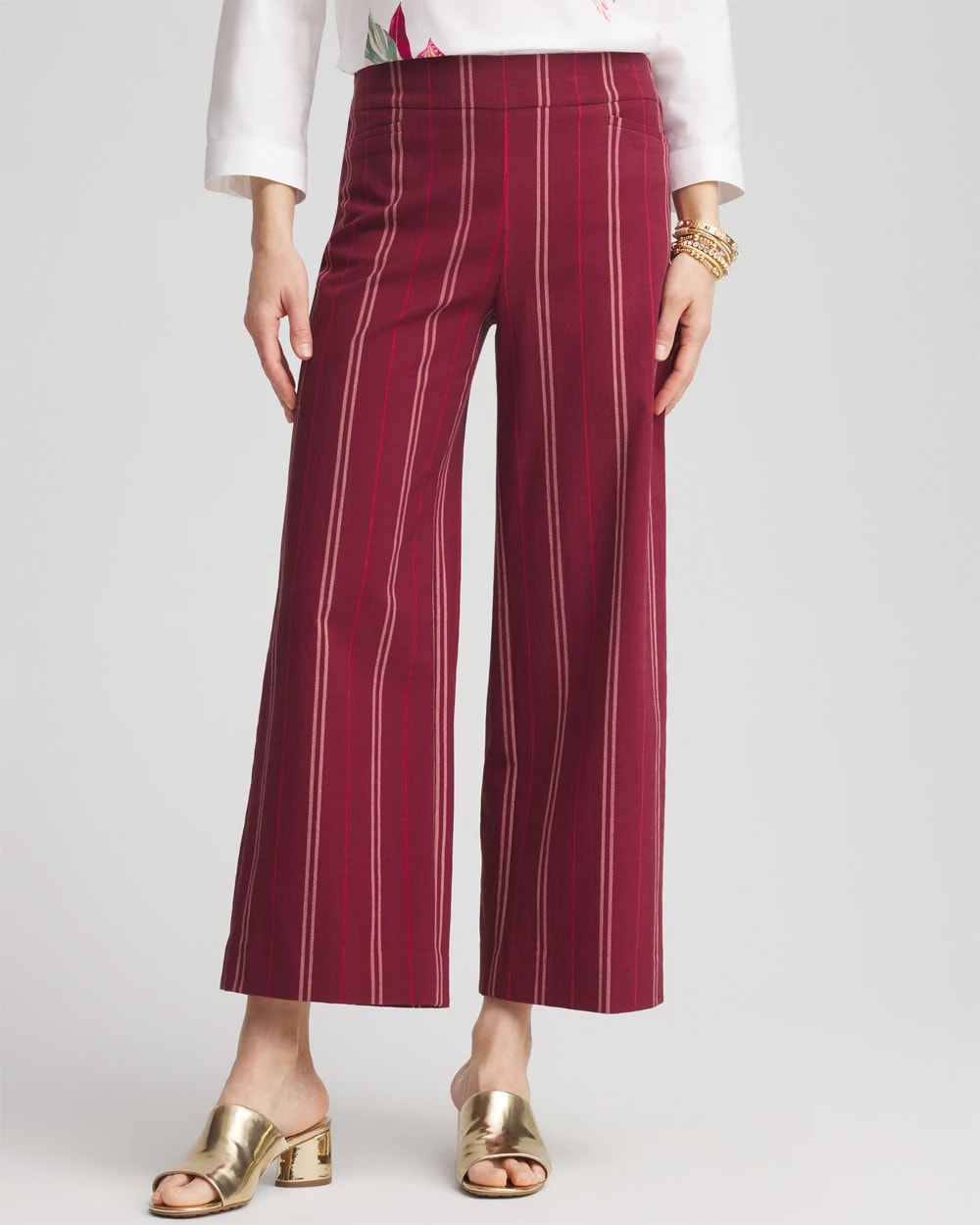 Brigitte™ Striped Slub Wide-Leg Cropped Pants - Chico's