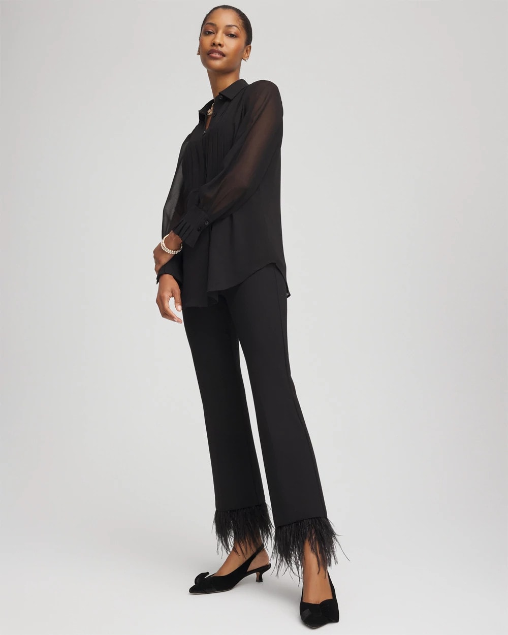 Juliet Feathered Flared Cropped Pants - Chico's