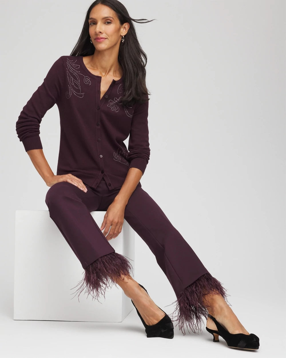 Juliet Feathered Flared Cropped Pants - Chico's