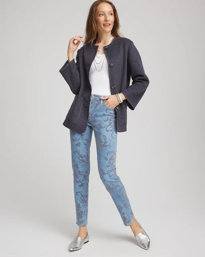 Girlfriend Slim Ankle Flocked Jeans - Chico's
