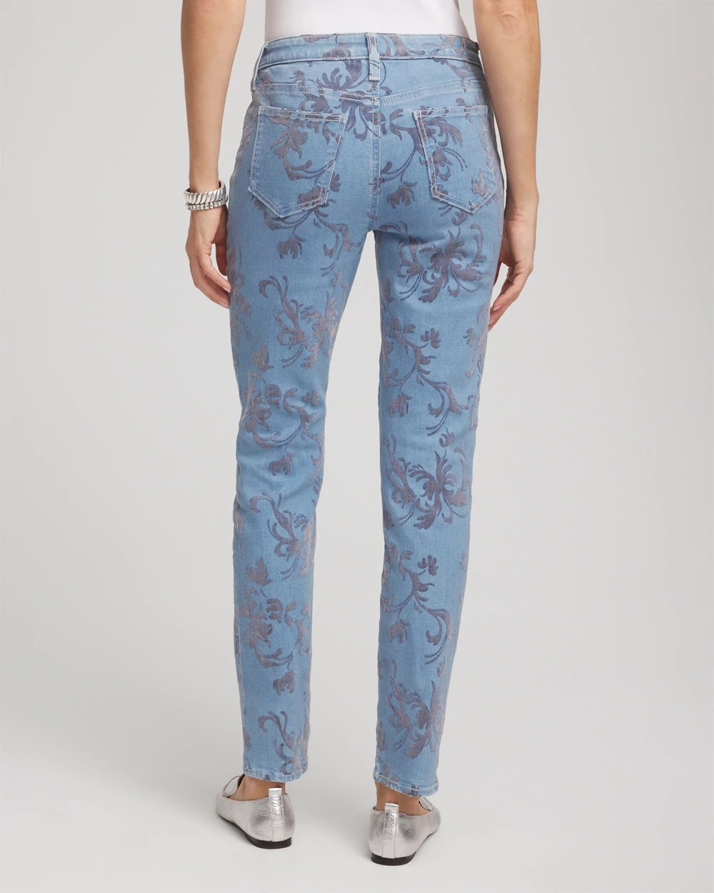 Girlfriend Slim Ankle Flocked Jeans - Chico's
