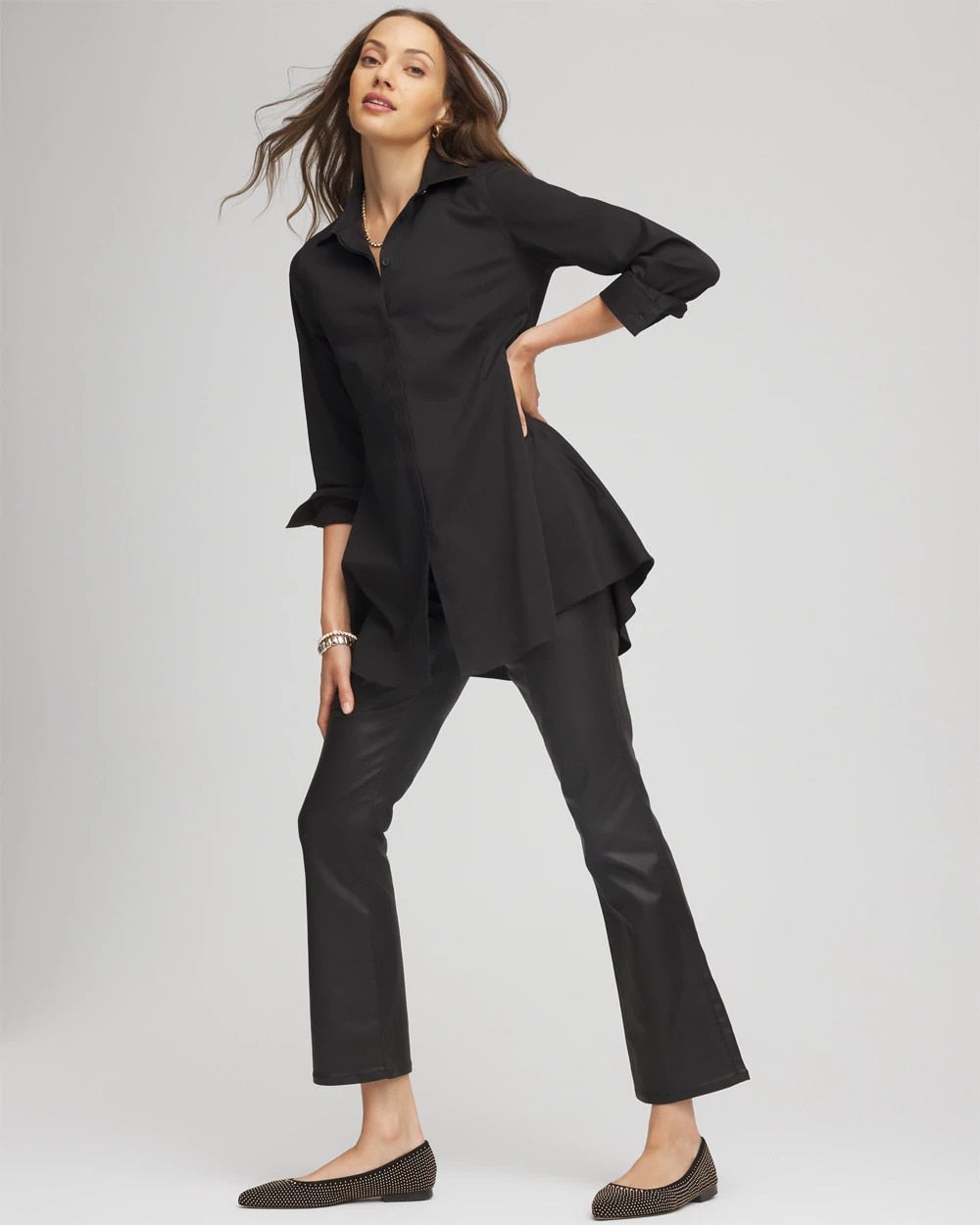 Coated Girlfriend Cropped Flared Jeans - Chico's
