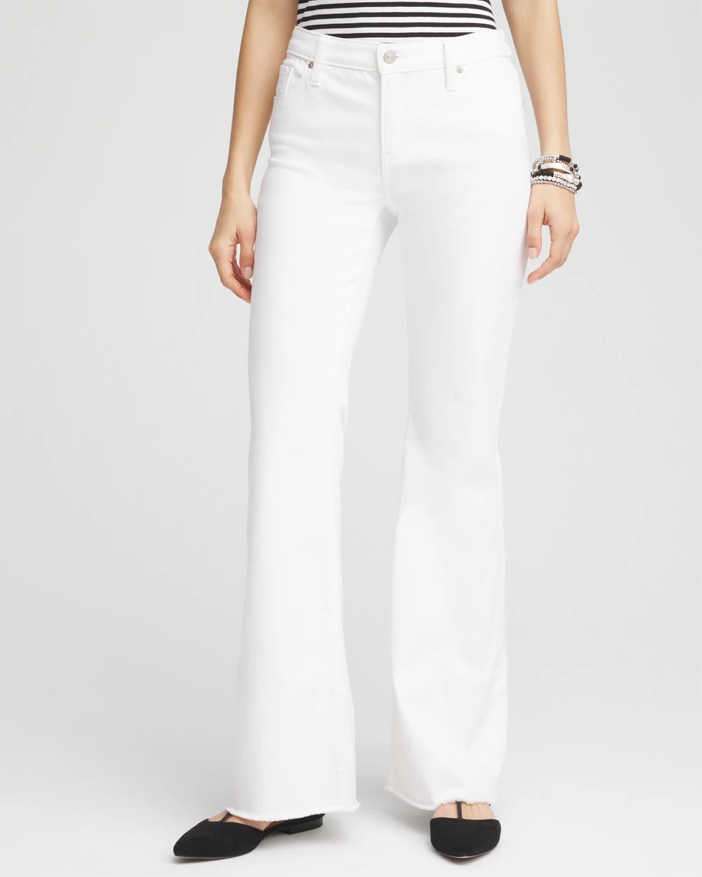 Girlfriend No Stain Frayed Flared Jeans - Chico's
